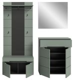 Garderobe Set 4-teilig Cooper in Salbei und Grau 175 cm, Soft-Close