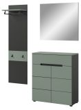 Garderobe Set 3-teilig Cooper in salbei und grau 140 cm, Soft-Close