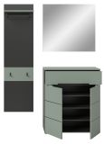 Garderobe Set 3-teilig Cooper in salbei und grau 140 cm, Soft-Close