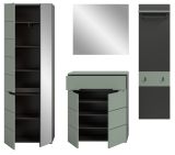 Garderobe Set 4-teilig Cooper in Salbei und Grau 220 cm, Soft-Close