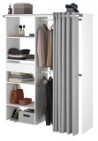 Parisot Kleiderschrank Bari1 in wei und grau Mehrzweckschrank mit Vorhang 143 x 182 cm