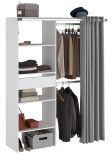 Parisot Kleiderschrank Bari1 in wei und grau Mehrzweckschrank mit Vorhang 143 x 182 cm