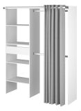 Parisot Kleiderschrank Bari1 in wei und grau Mehrzweckschrank mit Vorhang 143 x 182 cm