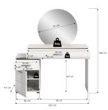 Schminktisch Freeze in wei Hochglanz Kosmetiktisch mit Spiegel 120 x 138 cm