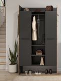 Garderobe Salud in grau und Nox Eiche Kompaktgarderobe 105 x 189 cm