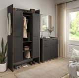 Garderobe Salud in grau und Nox Eiche Kompaktgarderobe 105 x 189 cm