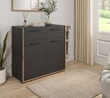 Schuhschrank Salud in grau und Nox Eiche Flur Kommode 95 x 86 cm