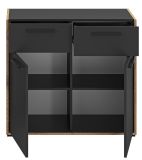 Schuhschrank Salud in grau und Nox Eiche Flur Kommode 95 x 86 cm