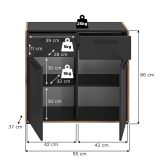 Schuhschrank Salud in grau und Nox Eiche Flur Kommode 95 x 86 cm