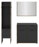 Garderobe Set 3-teilig Salud in grau und Nox Eiche Garderobenkombination 152 x 189 cm