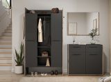 Garderobe Set 3-teilig Salud in grau und Nox Eiche Garderobenkombination 215 x 189 cm