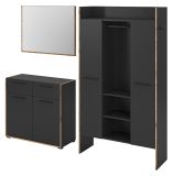 Garderobe Set 3-teilig Salud in grau und Nox Eiche Garderobenkombination 215 x 189 cm