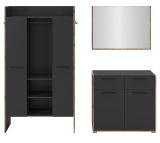 Garderobe Set 3-teilig Salud in grau und Nox Eiche Garderobenkombination 215 x 189 cm