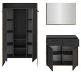 Garderobe Set 3-teilig Salud in grau und Nox Eiche Garderobenkombination 215 x 189 cm