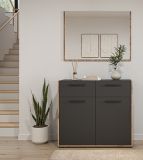 Garderobe Set 2-teilig Salud in grau und Nox Eiche Garderobenkombination 95 x 189 cm