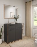 Garderobe Set 2-teilig Salud in grau und Nox Eiche Garderobenkombination 95 x 189 cm