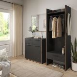 Garderobe Set 2-teilig Salud in grau und Nox Eiche Garderobenkombination 95 x 189 cm