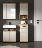 Badezimmer Kommode Shawn in Sand Kashmir und Evoke Eiche Badschrank 37 x 88 cm