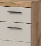 Badezimmer Kommode Shawn in Sand Kashmir und Evoke Eiche Badschrank 74 x 88 cm