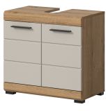 Waschbeckenunterschrank Shawn in Sand Kashmir und Evoke Eiche Badezimmer Unterschrank 60 cm