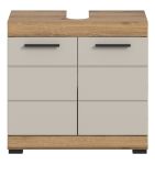Waschbeckenunterschrank Shawn in Sand Kashmir und Evoke Eiche Badezimmer Unterschrank 60 cm