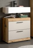 Waschbeckenunterschrank Shawn in Sand Kashmir und Evoke Eiche Badezimmer Unterschrank 60 cm