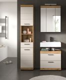 Waschbeckenunterschrank Shawn in Sand Kashmir und Evoke Eiche Badezimmer Unterschrank 60 cm