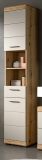 Badezimmer Hochschrank Shawn in Sand Kashmir und Evoke Eiche Badschrank 37 x 191 cm