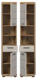 Badezimmer Hochschrank Shawn in Sand Kashmir und Evoke Eiche Badschrank 37 x 191 cm