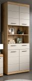 Badezimmer Hochschrank Shawn in Sand Kashmir und Evoke Eiche Badschrank 74 x 191 cm