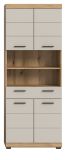 Badezimmer Hochschrank Shawn in Sand Kashmir und Evoke Eiche Badschrank 74 x 191 cm