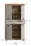 Badezimmer Midischrank Shawn in Sand Kashmir und Evoke Eiche Badschrank 74 x 141 cm
