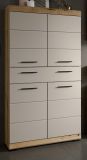 Badezimmer Midischrank Shawn in Sand Kashmir und Evoke Eiche Badschrank 74 x 141 cm