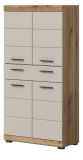 Badezimmer Midischrank Shawn in Sand Kashmir und Evoke Eiche Badschrank 74 x 141 cm