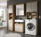 Waschmaschinenschrank Shawn in Sand Kashmir und Evoke Eiche Waschmaschinen berbau 63 x 191 cm