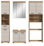 Badmbel Set 4-teilig Shawn in Sand Kashmir und Evoke Eiche Badkombination 190 x 191 cm