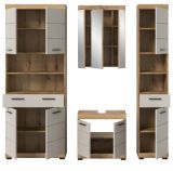 Badmbel Set 4-teilig Shawn in Sand Kashmir und Evoke Eiche Badkombination 200 x 191 cm