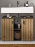 Waschbeckenunterschrank Livia in Artisan Eiche und grau Badezimmer Unterschrank 80 cm