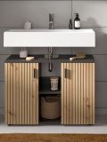 Waschbeckenunterschrank Livia in Artisan Eiche und grau Badezimmer Unterschrank 80 cm