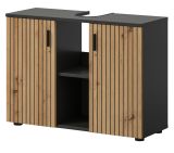 Waschbeckenunterschrank Livia in Artisan Eiche und grau Badezimmer Unterschrank 80 cm