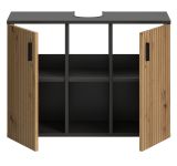 Waschbeckenunterschrank Livia in Artisan Eiche und grau Badezimmer Unterschrank 80 cm