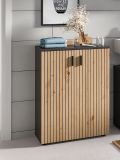 Badezimmer Kommode Livia in Artisan Eiche und grau Badschrank 60 x 81 cm