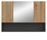 Badezimmer Spiegelschrank Livia in Artisan Eiche und grau Badschrank 3-trig 80 x 55 cm