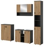 Badmbel Set 4-teilig Livia in Artisan Eiche und grau Badkombination 200 x 192 cm
