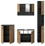 Badmbel Set 4-teilig Livia in Artisan Eiche und grau Badkombination 200 x 192 cm