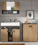 Badmbel Set 3-teilig Livia in Artisan Eiche und grau Badkombination 155 x 180 cm