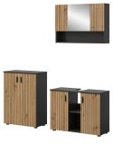 Badmbel Set 3-teilig Livia in Artisan Eiche und grau Badkombination 155 x 180 cm