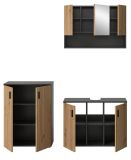 Badmbel Set 3-teilig Livia in Artisan Eiche und grau Badkombination 155 x 180 cm