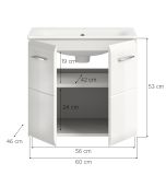 Waschbeckenunterschrank MIT Waschbecken Cover in wei Hochglanz Waschtisch hngend 60 x 55 cm