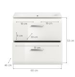 Waschbeckenunterschrank MIT Waschbecken Cover in wei Hochglanz Waschtisch hngend 60 x 55 cm